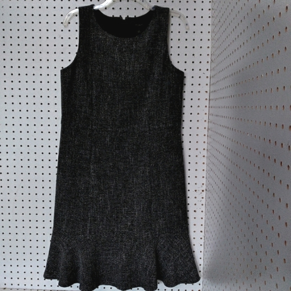 ANN TAYLOR Gray Black Dress | U-neck Fit & Flare Pit To Pit 38" Dress Length 38"